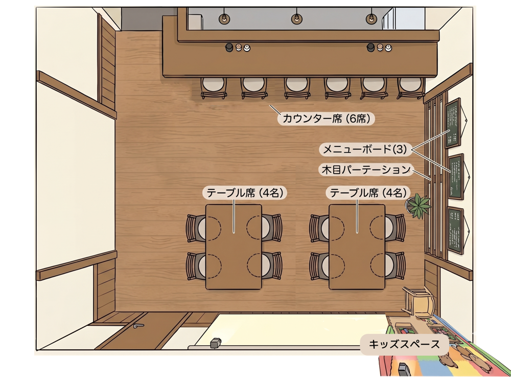 まるま食堂 座席レイアウト